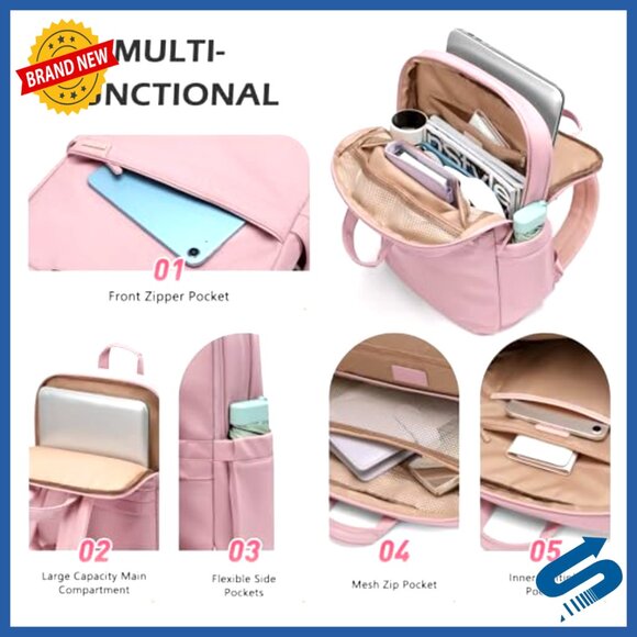 Slim Laptop Backpack Lightweight Business Commuter Bag Fits 17.3 Inch - Picture 3 of 6